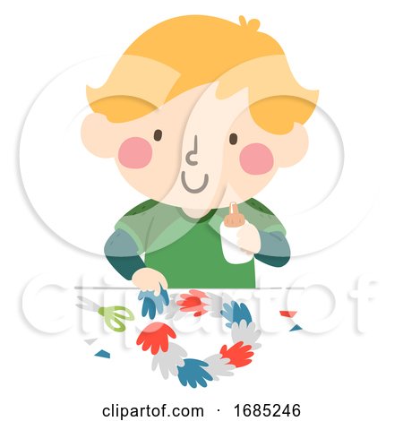 Kid Boy Hand Wreath Illustration by BNP Design Studio