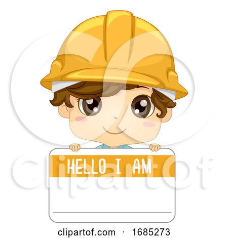 Kid Boy Engineer Name Tag Illustration by BNP Design Studio