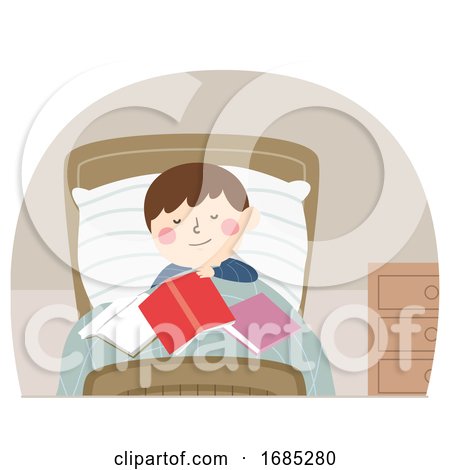 Kid Boy Sleep Books Illustration by BNP Design Studio