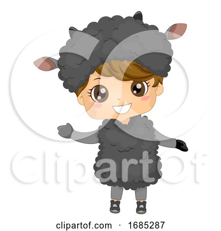 Kid Boy Animal Costume Black Sheep Illustration by BNP Design Studio