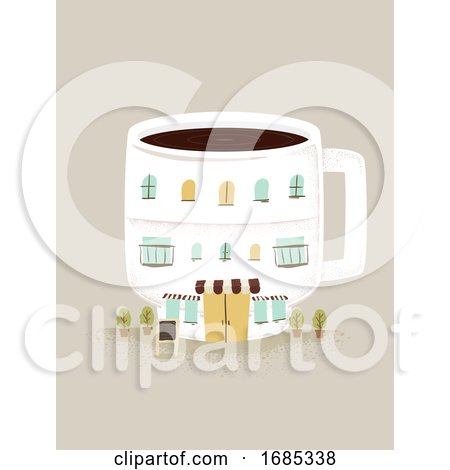 Coffee Building Miniature Illustration by BNP Design Studio