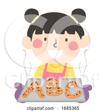 Kid Girl Bake Bread Illustration by BNP Design Studio