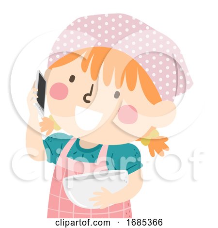Kid Girl Phone Invite Bake Illustration by BNP Design Studio