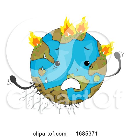 Earth Mascot Wildfire Illustration by BNP Design Studio