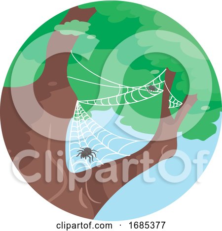 Spider on Tree Commensalism Illustration by BNP Design Studio