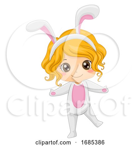 Kid Girl Woodland Rabbit Costume Illustration by BNP Design Studio