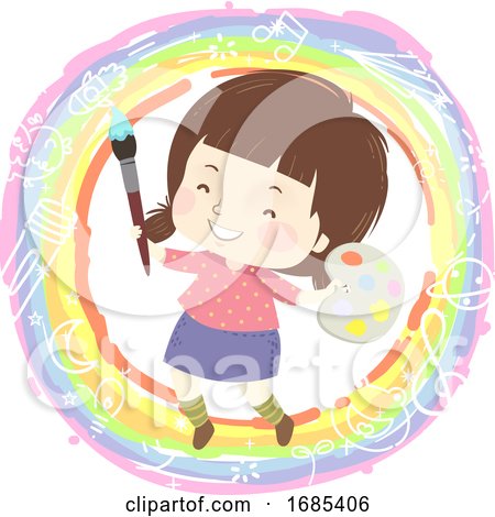Kid Girl Paint Rainbow Illustration by BNP Design Studio