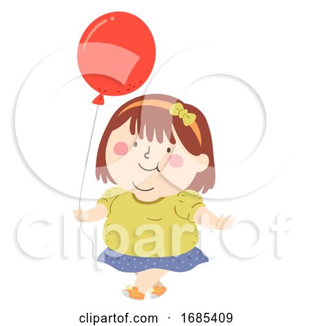 Kid Girl Fat Balloon Illustration by BNP Design Studio