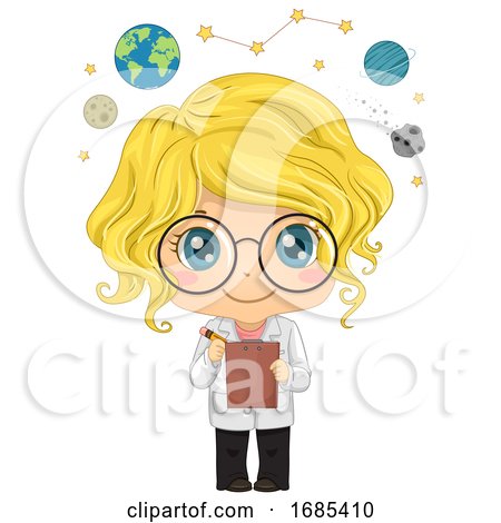 Kid Girl Astronomer Illustration by BNP Design Studio