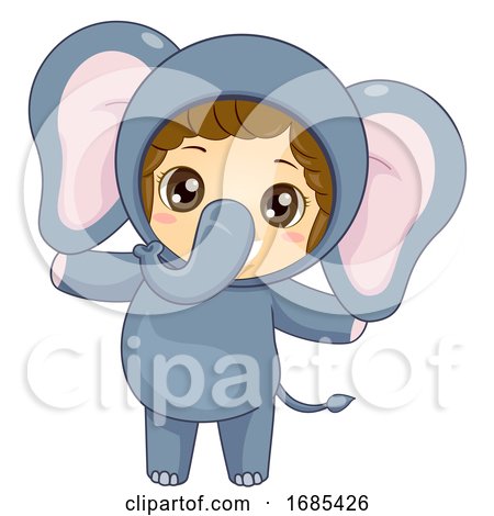 Kid Girl Safari Elephant Costume Illustration by BNP Design Studio