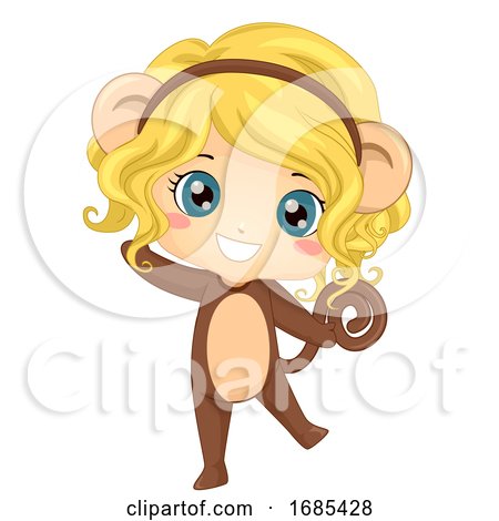 Kid Girl Animal Monkey Costume Illustration by BNP Design Studio