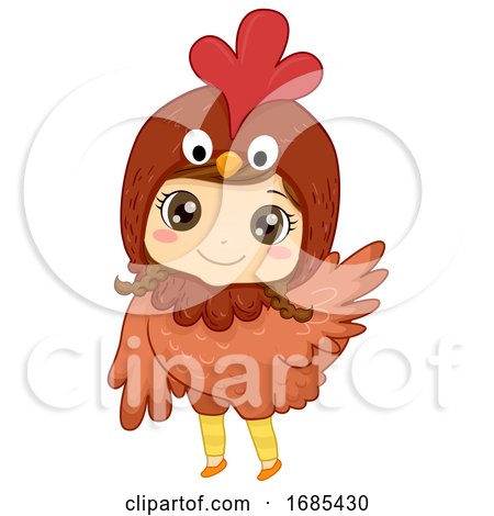 Kid Girl Animal Costume Chicken Illustration by BNP Design Studio