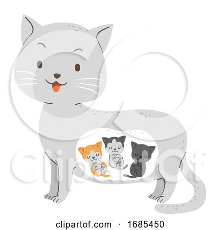 Animal Pregnant Cat Kitten Illustration by BNP Design Studio
