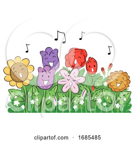 Mascot Flowers Sing Garden Illustration by BNP Design Studio