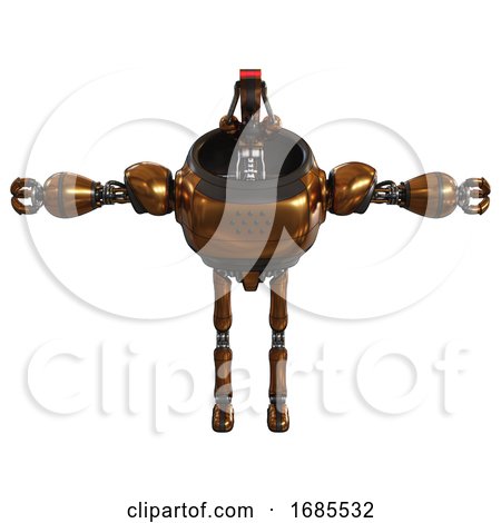 Droid Containing Dual Retro Camera Head and Laser Gun Head and Heavy Upper Chest and Ultralight Foot Exosuit. Copper. T-pose. by Leo Blanchette