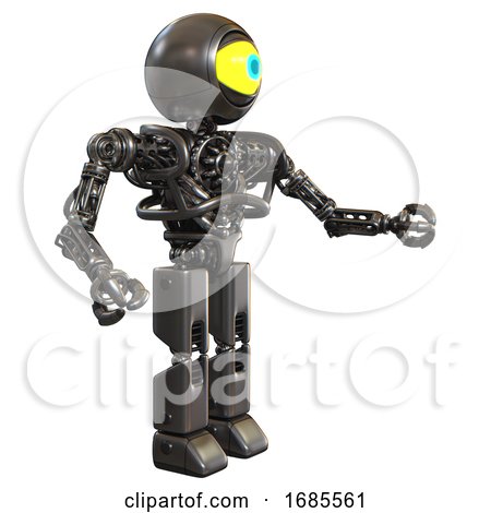 Android Containing Giant Eyeball Head Design and Heavy Upper Chest and No Chest Plating and Prototype Exoplate Legs. Metal. Interacting. by Leo Blanchette