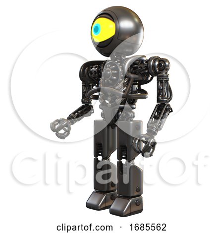 Android Containing Giant Eyeball Head Design and Heavy Upper Chest and No Chest Plating and Prototype Exoplate Legs. Metal. Facing Right View. by Leo Blanchette