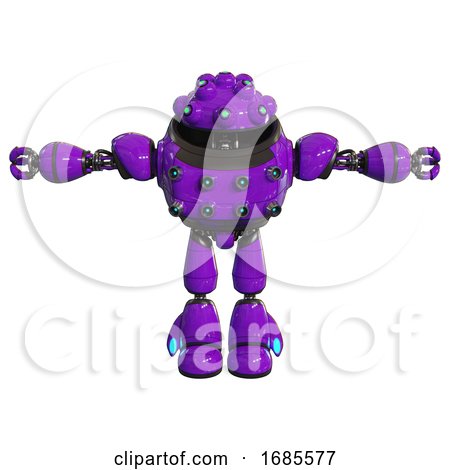 Automaton Containing Techno Multi-eyed Domehead Design and Heavy Upper Chest and Chest Energy Sockets and Light Leg Exoshielding. Purple. T-pose. by Leo Blanchette