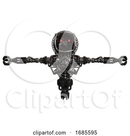 Bot Containing Round Barbed Wire Round Head and Heavy Upper Chest and No Chest Plating and Jet Propulsion. Black. T-pose. by Leo Blanchette