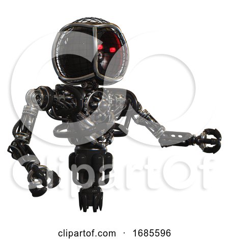 Bot Containing Round Barbed Wire Round Head and Heavy Upper Chest and No Chest Plating and Jet Propulsion. Black. Interacting. by Leo Blanchette