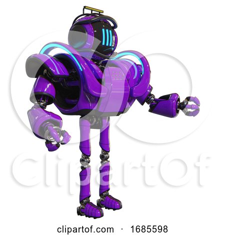 Cyborg Containing Digital Display Head and Three Vertical Line Design and Led and Protection Bars and Heavy Upper Chest and Heavy Mech Chest and Battle Mech Chest and Ultralight Foot Exosuit. Purple. by Leo Blanchette
