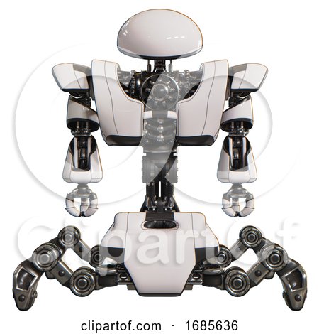 Android Containing Dome Head and Heavy Upper Chest and Heavy Mech Chest and Insect Walker Legs. White. Front View. by Leo Blanchette