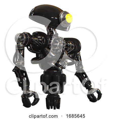 Android Containing Yellow Cyclops Dome Head and Heavy Upper Chest and No Chest Plating and Jet Propulsion. Black. Facing Left View. by Leo Blanchette