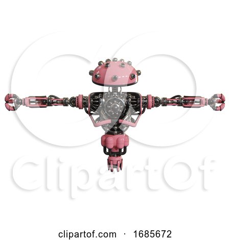 Android Containing Plughead Dome Design and Heavy Upper Chest and No Chest Plating and Jet Propulsion. Pink. T-pose. by Leo Blanchette