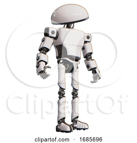 Robot Containing Dome Head and Light Chest Exoshielding and Prototype Exoplate Chest and Ultralight Foot Exosuit. White. Hero Pose. by Leo Blanchette