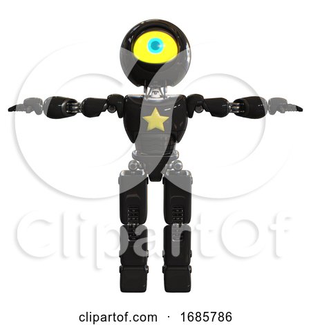 Bot Containing Giant Eyeball Head Design and Light Chest Exoshielding and Yellow Star and Prototype Exoplate Legs. Black. T-pose. by Leo Blanchette