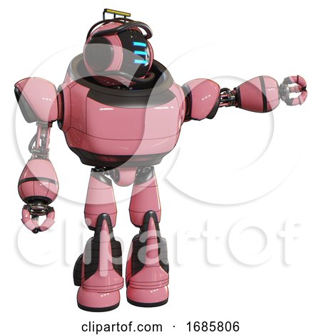 Robot Containing Digital Display Head and Three Horizontal Line Design and Led and Protection Bars and Heavy Upper Chest and Light Leg Exoshielding and Stomper Foot Mod. Pink. by Leo Blanchette