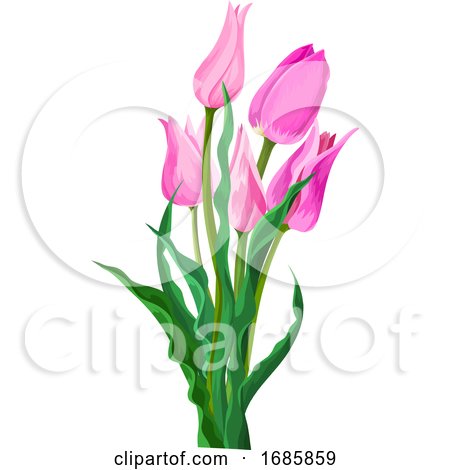 Vector of Pink Flower with Leaves. by Morphart Creations