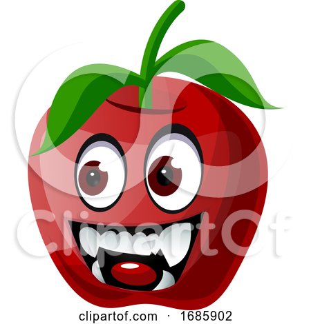 Red Apple with Vampire Teeth Illustration by Morphart Creations