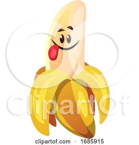 Pealed Banana with Tongue out Illustration by Morphart Creations