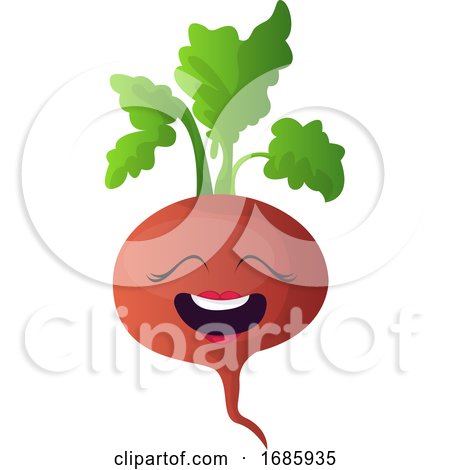 Happy Red Turnip with Green Leaf Illustration by Morphart Creations