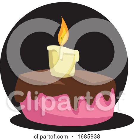 Drawing of Cake with Candle in Front of Black Circle Illustration by Morphart Creations