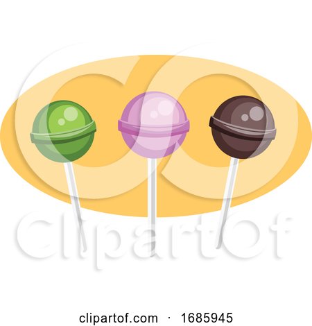 A Green a Violet and a Brown Lollipop by Morphart Creations