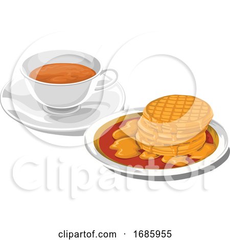 Teacup with Pancakes for Breakfast by Morphart Creations