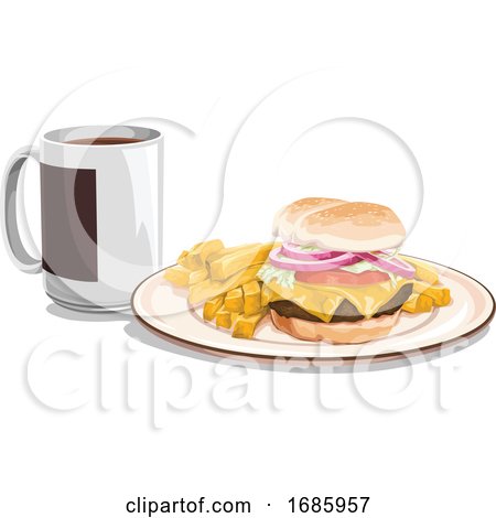 Tea Mug with Burger Meal by Morphart Creations