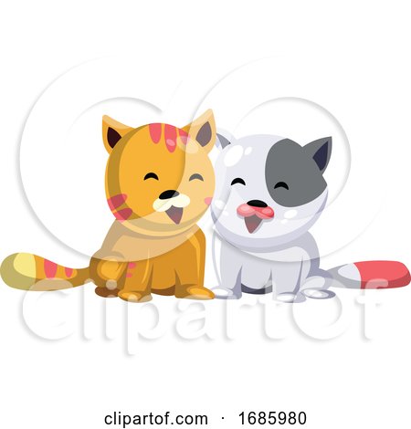 Yellow Cat and White Cat Smiling by Morphart Creations
