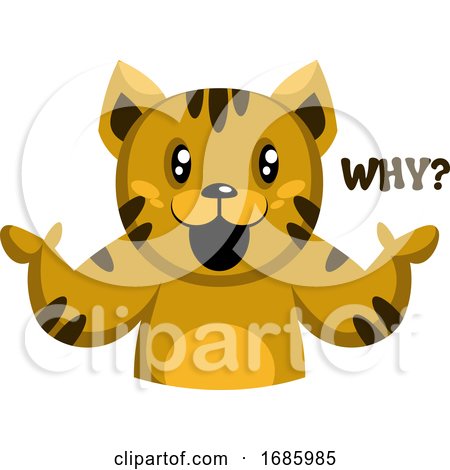 Yellow Cat with Brown Stripes Saying Why by Morphart Creations