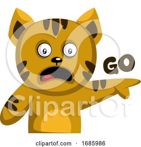 Yellow cat pointing finger and saying Go by Morphart Creations