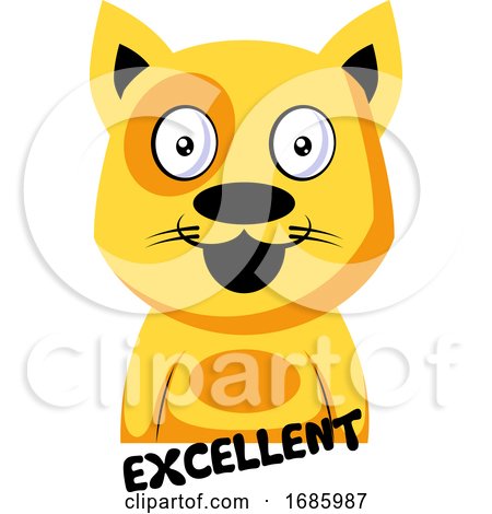 Smilling Yellow Cat Saying Excellent by Morphart Creations