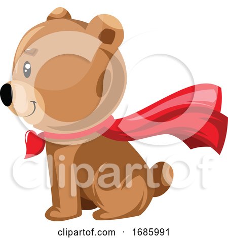 Light Brown Bear Sitting with a Red Cape by Morphart Creations