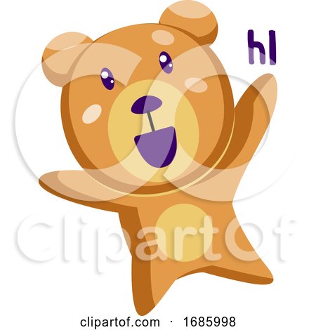 Light brown teddy bear saying Hi by Morphart Creations