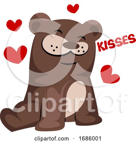 Brown Bear in Love Saying Kisses by Morphart Creations