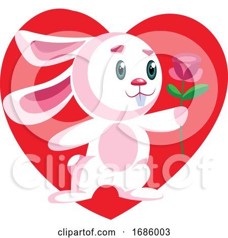 Pink Bunny Holding a Dark Pink Rose by Morphart Creations