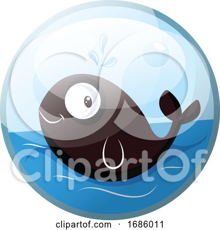 Cartoon Character of a Brown Fish Smiling in the Water Vector Illustration in Blue Circle on White Background. by Morphart Creations