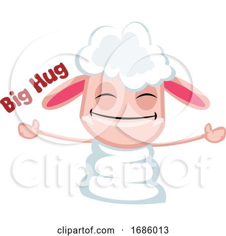 Cute Sheep with Spreaded Hands for a Hug Vector Illustration on a White Background by Morphart Creations