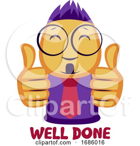 Yellow Guy Showing Two Thumbs up Saying Well Done Vector Illustration on a White Background by Morphart Creations